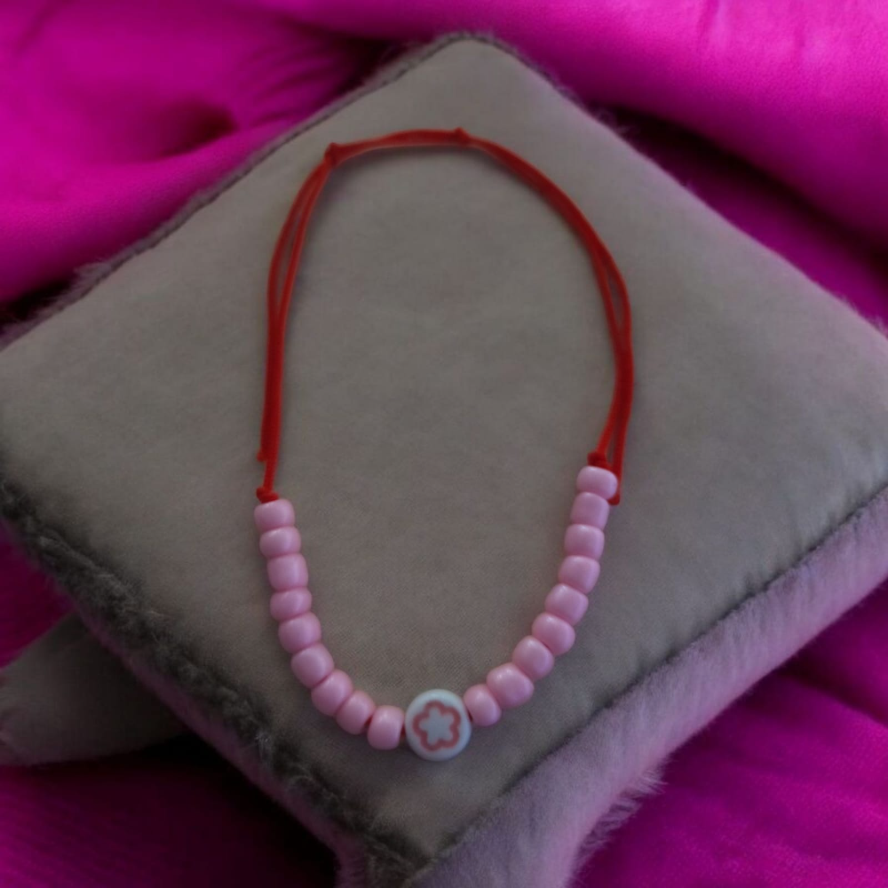 Ayarlanabilir Koyu Pembe Çiçek Bileklik