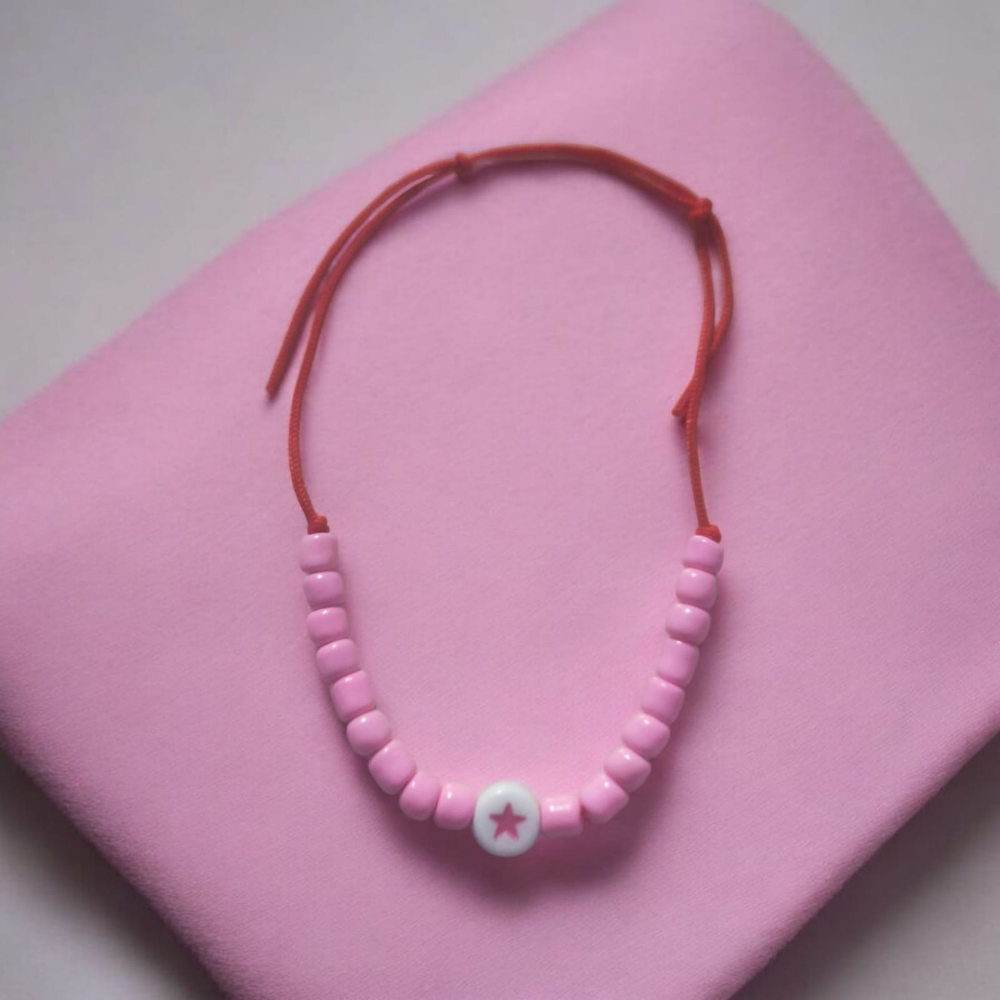 Ayarlanabilir Koyu Pembe Yıldız Bileklik