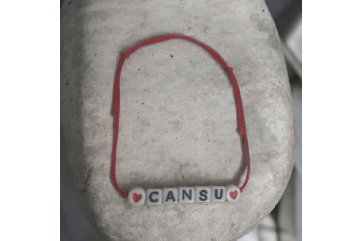 "Cansu" İsimli Çift Kalp Sembollü Ayarlanabilir Bileklik
