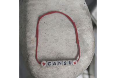 "Cansu" İsimli Çift Kalp Sembollü Ayarlanabilir Bileklik